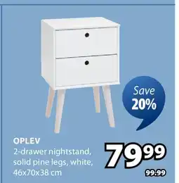 JYSK OPLEV 2-drawer nightstand offer