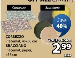 JYSK CORBEZZO placemat, 45 x 30 cm BRACCIANO Placemat, paper ø38 cm offer