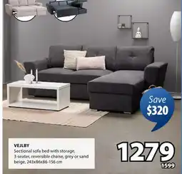 JYSK VEJLBY Sectional sofa bed with storage, 3-seater, reversible chaise offer