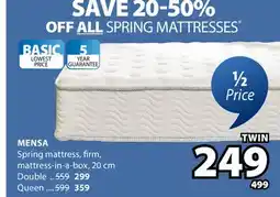 JYSK MENSA Spring mattress, firm, mattress-in-a-box offer