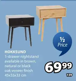JYSK HOKKSUND 1-drawer nightstand offer