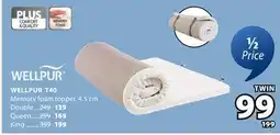 JYSK Wellpur T40 Memory foam topper offer