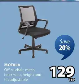 JYSK MOTALA Office chair, mesh back/seat, height and tilt adjustable offer
