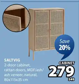 JYSK SALTVIG 2-door cabinet, rattan doors offer