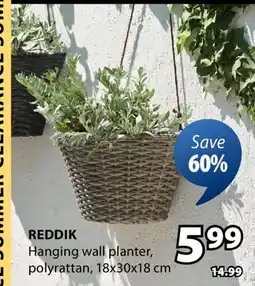 JYSK Reddik Hanging wall planter offer