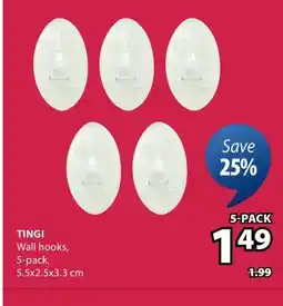 JYSK TINGI Wall hooks offer