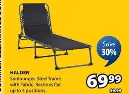 JYSK HALDEN Sunlounger Steel frame Fabric offer