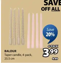 JYSK Baldur Taper candle 4-pack offer