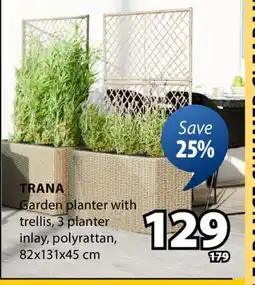 JYSK TRANA Garden planter with trellis, 3 planter inlay, polyrattan offer
