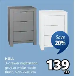 JYSK Hull 3-drawer nightstand offer