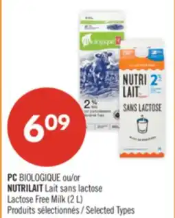 Pharmaprix PC BIOLOGIQUE or NUTRILAIT Lactose Free Milk (2 L) offer