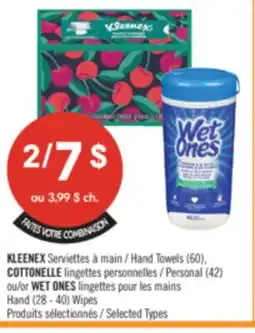 Pharmaprix KLEENEX Hand Towels (60), COTTONELLE Personal (42) or WET ONES Hand (28 - 40) Wipes offer
