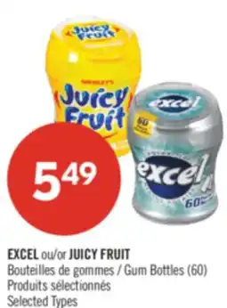 Pharmaprix EXCEL or JUICY FRUIT Gum Bottles offer