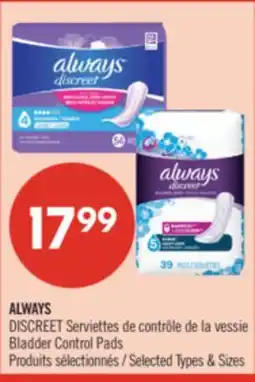 Pharmaprix ALWAYS DISCREET Bladder Control Pads offer