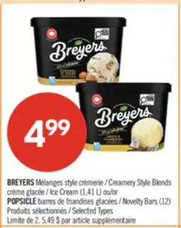 Pharmaprix BREYERS Creamery Style Blends Ice Cream (1,41 L) or POPSICLE Novelty Bars (12) offer