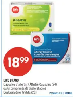 Pharmaprix LIFE BRAND Allertin Capsules (24) or Desloratadine Tablets (20) offer