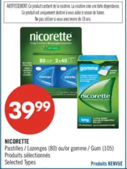 Pharmaprix NICORETTE Lozenges (80) or Gum (105) offer