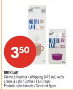 Pharmaprix NUTRILAIT Whipping (473 mL) or Coffee (1 L) Cream offer