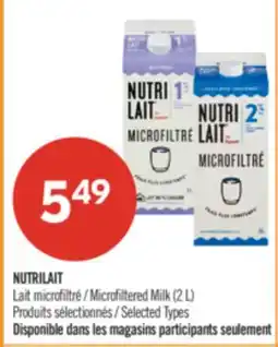 Pharmaprix NUTRILAIT Microfiltered Milk (2 L) offer
