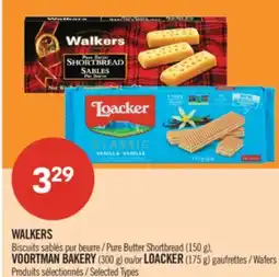 Pharmaprix WALKERS Pure Butter Shortbread (150 g), VOORTMAN BAKERY (300 g) ou/or LOACKER (175 g) Wafers offer