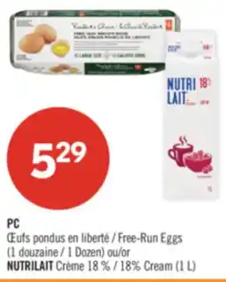 Pharmaprix Free-Run Eggs 1 Dozen or 18% Cream (1 L) offer