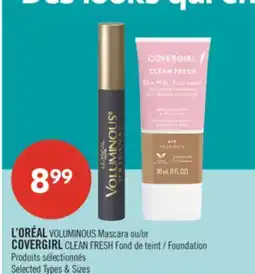 Pharmaprix L'OREAL VOLUMINOUS Mascara or COVERGIRL CLEAN FRESH Foundation offer