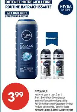 Pharmaprix NIVEA MEN Nettoyant 3-In-1 Body Wash (500 ml) or Roll-On Antiperspirant/Deodorant (50 mL) offer