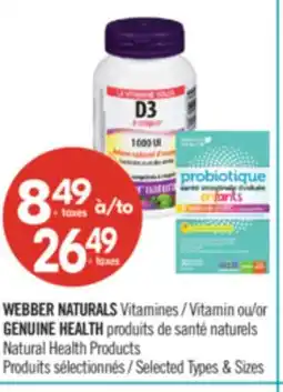 Pharmaprix WEBBER NATURALS Vitamin or GENUINE HEALTH Natural Health Products offer