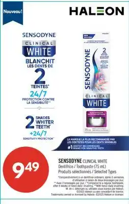 Pharmaprix SENSODYNE CLINICAL WHITE Toothpaste (75 mL) offer