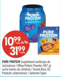 Pharmaprix PURE PROTEIN Whey Protein Powder (907 g) or Snack Bars (6) offer
