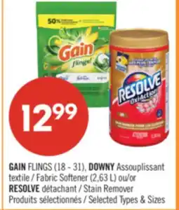 Pharmaprix GAIN FLINGS (18-31), DOWNY textile/Fabric Softener (2.63 L) or RESOLVE Stain Remover offer