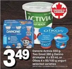 Shop Easy Foods Danone activia two good danino drinkable or oikos yogurt offer