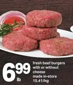 Fresh beef burgers with or without cheese