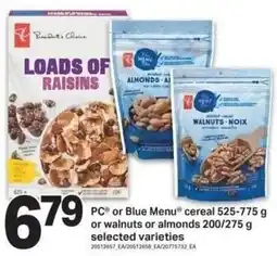 Shop Easy Foods PC or Blue Menu cereal or walnuts or almonds offer