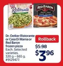 Walmart Dr. Oetker Ristorante or Casa Di Mama or Red Baron frozen pizza offer