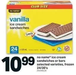 Shop Easy Foods No name ice cream sandwiches or bars selected varieties, frozen offer