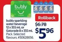 Walmart bubly sparkling water beverage or Gatorade offer