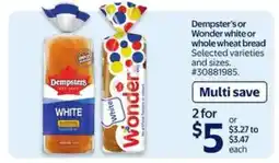 Walmart Dempster's or Wonder Bread offer