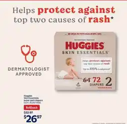 Walmart HUGGIES SKIN ESSENTIALS DIAPERS offer