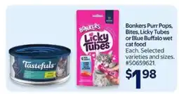 Walmart Bonkers Purr Pops, Bites, Licky Tubes or Blue Buffalo wet cat food offer