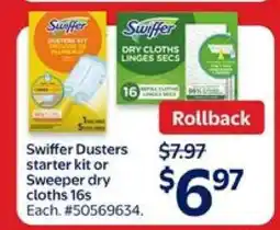 Walmart Swiffer Dusters Starter Kit or Sweeper Dry Cloths 16s offer