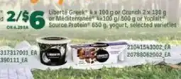 Real Canadian Superstore Liberté Greek or Crunch or Mediterranee or Yoplait Source Protein Yogurt offer