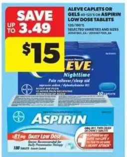 Real Canadian Superstore Aleve Caplets or Gels or Aspirin Low Dose Tablets offer