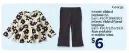 Walmart Infants' ribbed peplum top and flared leggings offer