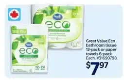 Walmart Great Value Eco bathroom tissue or paper towels offer