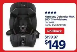 Walmart Harmony Defender MAX 360° 3-in-1 Deluxe Car Seat offer