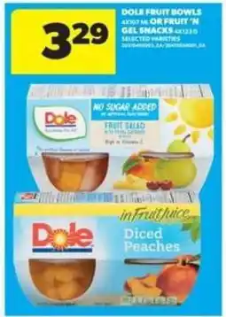 Real Canadian Superstore Dole Fruit Bowls or Fruit 'n Gel Snacks offer