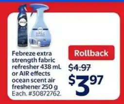 Walmart Febreze Extra Strength Fabric Refresher or Air Effects Ocean Scent Air Freshener offer