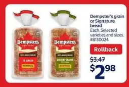 Walmart Dempster's Grain or Signature Bread offer