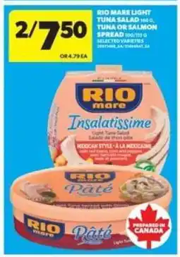 Real Canadian Superstore Rio Mare Light Tuna Salad or Tuna/Salmon Spread offer